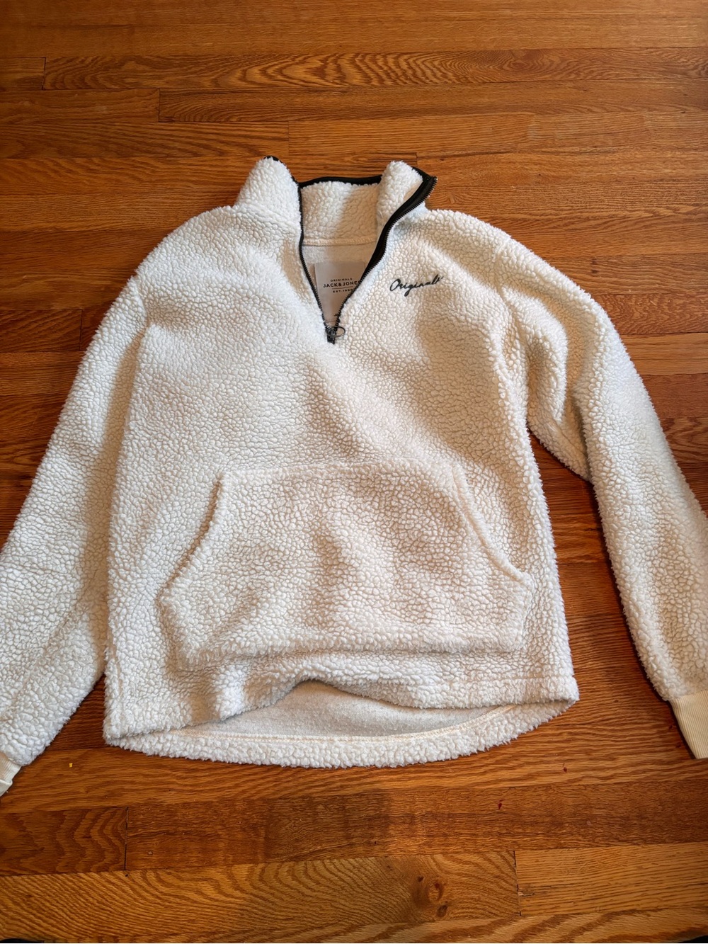 Jack & Jones White Sherpa Half-Zip Pullover
